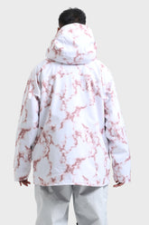 Men's Pink Marble Multifunctional Waterproof Insulated Snow Jacket